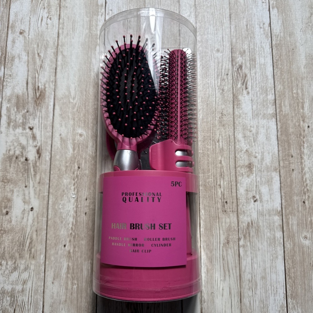 Professional Quality‎ 5 Piece Hair Brush Set  Pink Gift Sets Birthday Present